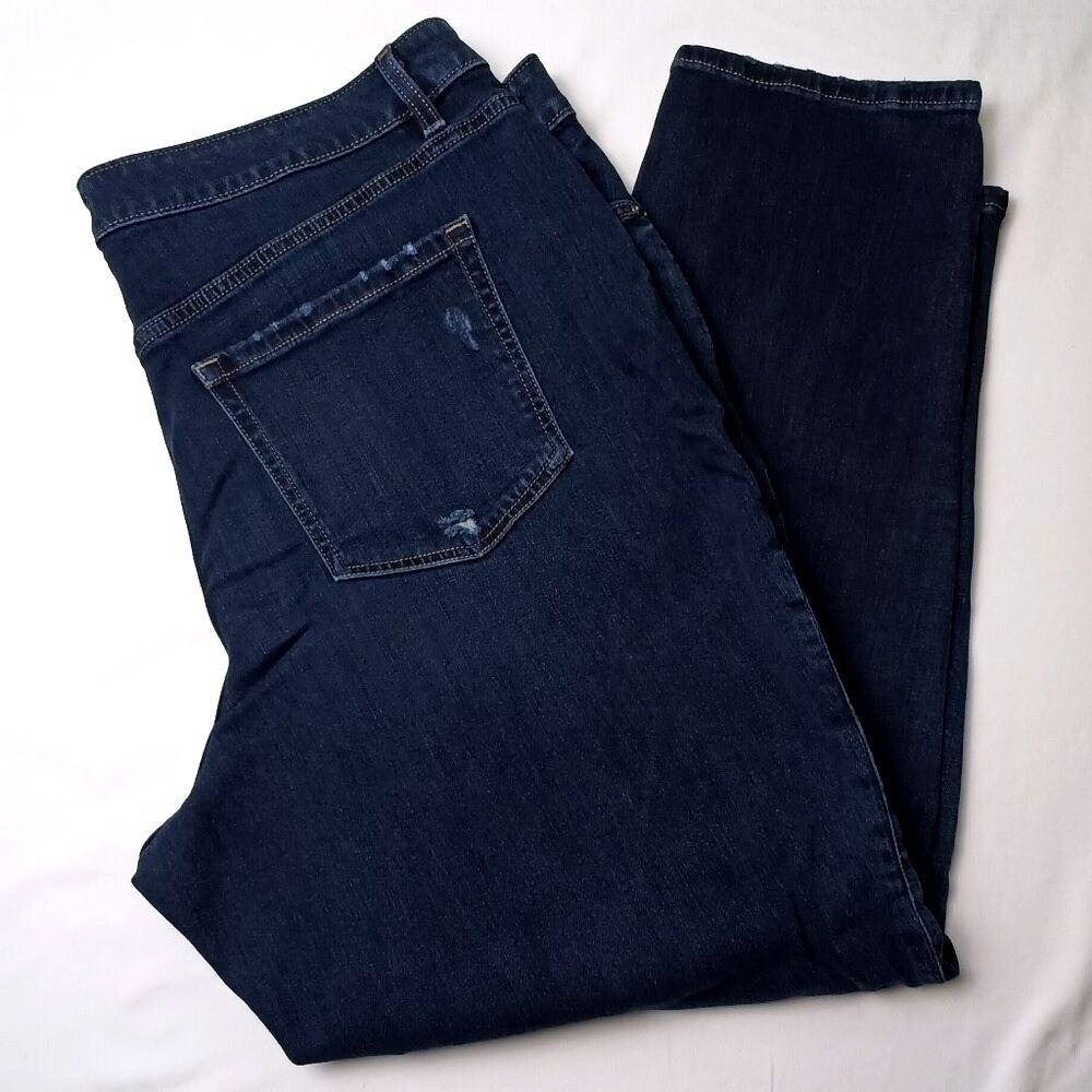 Lane Bryant Women  Mid-Rise Boyfriend Jeans Dark Wash Size 18 Distressed Stretch